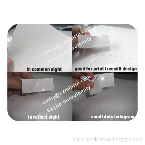 New Minrui White Small Dots Holographic Destructible Vinyl Material,security 3d White Dots Hologram Destructive Vinyl 